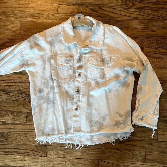 Sunny Studio White & Grey tie dye button down shirt ONE SIZE - Picture 1 of 6